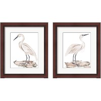Framed 'White Heron 2 Piece Framed Art Print Set' border=