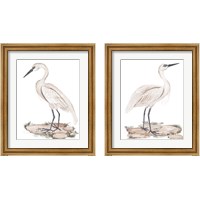 Framed 'White Heron 2 Piece Framed Art Print Set' border=