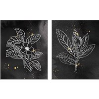 Framed Indigo Blooms Black 2 Piece Art Print Set