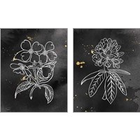 Framed Indigo Blooms Black 2 Piece Art Print Set