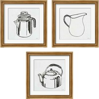 Framed 'Retro Coffee Pot 3 Piece Framed Art Print Set' border=