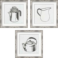 Framed 'Retro Coffee Pot 3 Piece Framed Art Print Set' border=