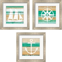 Framed Beachscape Green 3 Piece Framed Art Print Set