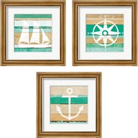 Framed Beachscape Green 3 Piece Framed Art Print Set