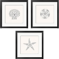 Framed 'Sea Charms Silver 3 Piece Framed Art Print Set' border=