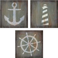 Framed 'Nautical 3 Piece Art Print Set' border=