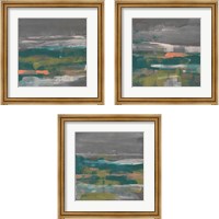 Framed 'Emerald & Coral Glimpse 3 Piece Framed Art Print Set' border=