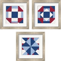 Framed Americana Patchwork Tile 3 Piece Framed Art Print Set