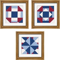 Framed 'Americana Patchwork Tile 3 Piece Framed Art Print Set' border=