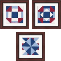 Framed Americana Patchwork Tile 3 Piece Framed Art Print Set