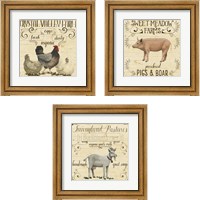 Framed 'Animal Farm Collection 3 Piece Framed Art Print Set' border=