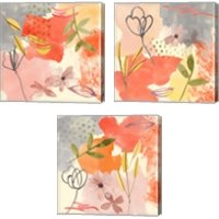 Framed 'Flower Shimmer  3 Piece Canvas Print Set' border=