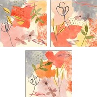 Framed 'Flower Shimmer  3 Piece Art Print Set' border=