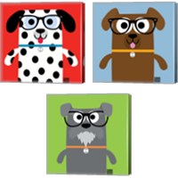Framed 'Bow Wow Dogs 3 Piece Canvas Print Set' border=