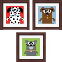 Framed 'Bow Wow Dogs 3 Piece Framed Art Print Set' border=