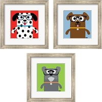 Framed 'Bow Wow Dogs 3 Piece Framed Art Print Set' border=