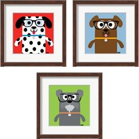 Framed 'Bow Wow Dogs 3 Piece Framed Art Print Set' border=