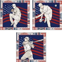 Framed 'American Baseball Player 3 Piece Art Print Set' border=
