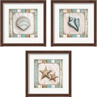 Framed 'Beach 3 Piece Framed Art Print Set' border=