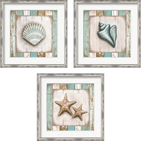 Framed 'Beach 3 Piece Framed Art Print Set' border=