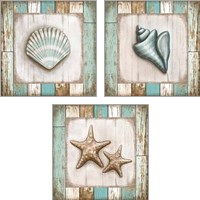 Framed 'Beach 3 Piece Art Print Set' border=