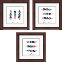 Framed 'Inspirational Feathers 3 Piece Framed Art Print Set' border=