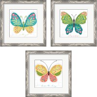 Framed 'Butterfly Inspiration 3 Piece Framed Art Print Set' border=