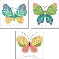 Framed 'Butterfly Inspiration 3 Piece Art Print Set' border=