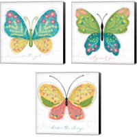 Framed 'Butterfly Inspiration 3 Piece Canvas Print Set' border=