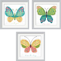 Framed 'Butterfly Inspiration 3 Piece Framed Art Print Set' border=