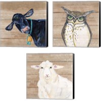 Framed 'Farm Animal 3 Piece Canvas Print Set' border=