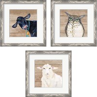 Framed 'Farm Animal 3 Piece Framed Art Print Set' border=