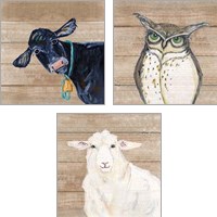 Framed Farm Animal 3 Piece Art Print Set