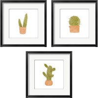 Framed Watercolor Cactus 3 Piece Framed Art Print Set
