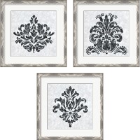 Framed 'Textured Damask on White 3 Piece Framed Art Print Set' border=