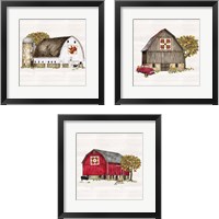 Framed 'Fall Barn Quilt 3 Piece Framed Art Print Set' border=