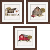 Framed 'Fall Barn Quilt 3 Piece Framed Art Print Set' border=
