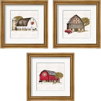 Framed Fall Barn Quilt 3 Piece Framed Art Print Set