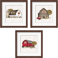 Framed Fall Barn Quilt 3 Piece Framed Art Print Set