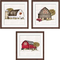 Framed Fall Barn Quilt 3 Piece Framed Art Print Set