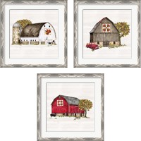 Framed 'Fall Barn Quilt 3 Piece Framed Art Print Set' border=