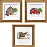 Framed 'Spring & Summer Barn Quilt 3 Piece Framed Art Print Set' border=