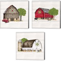 Framed 'Spring & Summer Barn Quilt 3 Piece Canvas Print Set' border=
