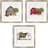 Framed Spring & Summer Barn Quilt 3 Piece Framed Art Print Set
