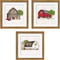 Framed 'Spring & Summer Barn Quilt 3 Piece Framed Art Print Set' border=