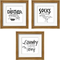 Framed 'Laundry Room White 3 Piece Framed Art Print Set' border=