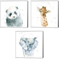 Framed 'Baby Animals 3 Piece Canvas Print Set' border=