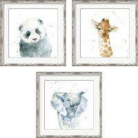 Framed 'Baby Animals 3 Piece Framed Art Print Set' border=