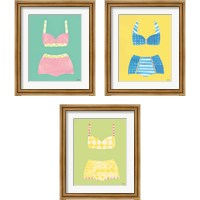 Framed 'Bathing Beauties Pastel 3 Piece Framed Art Print Set' border=