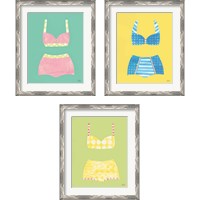 Framed 'Bathing Beauties Pastel 3 Piece Framed Art Print Set' border=